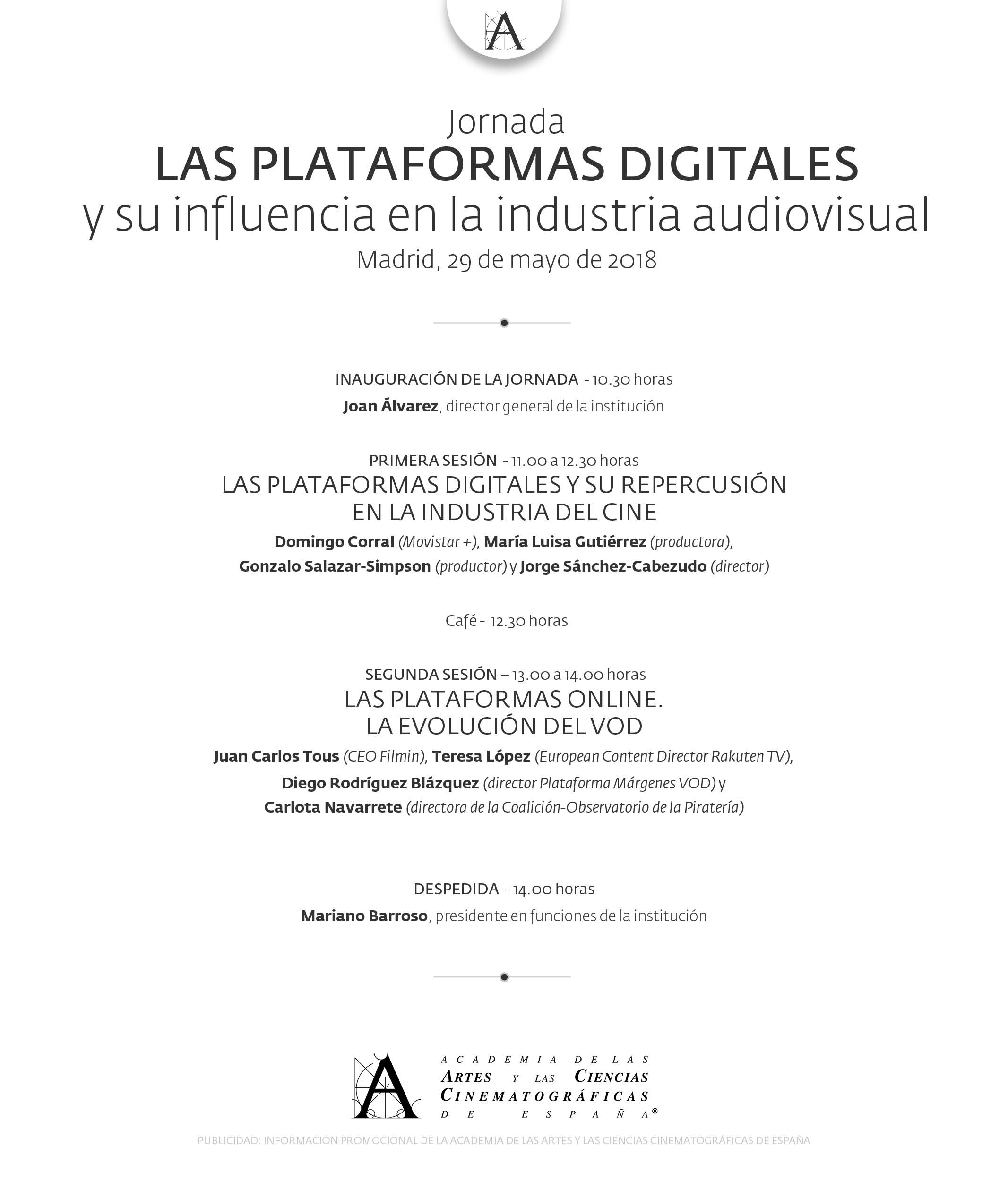 Jornada "Las plataformas digitales y su influencia en la industria audiovisual"